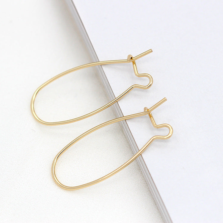 4 boucles d'oreilles à crochet ovale uni 14K GF Earing