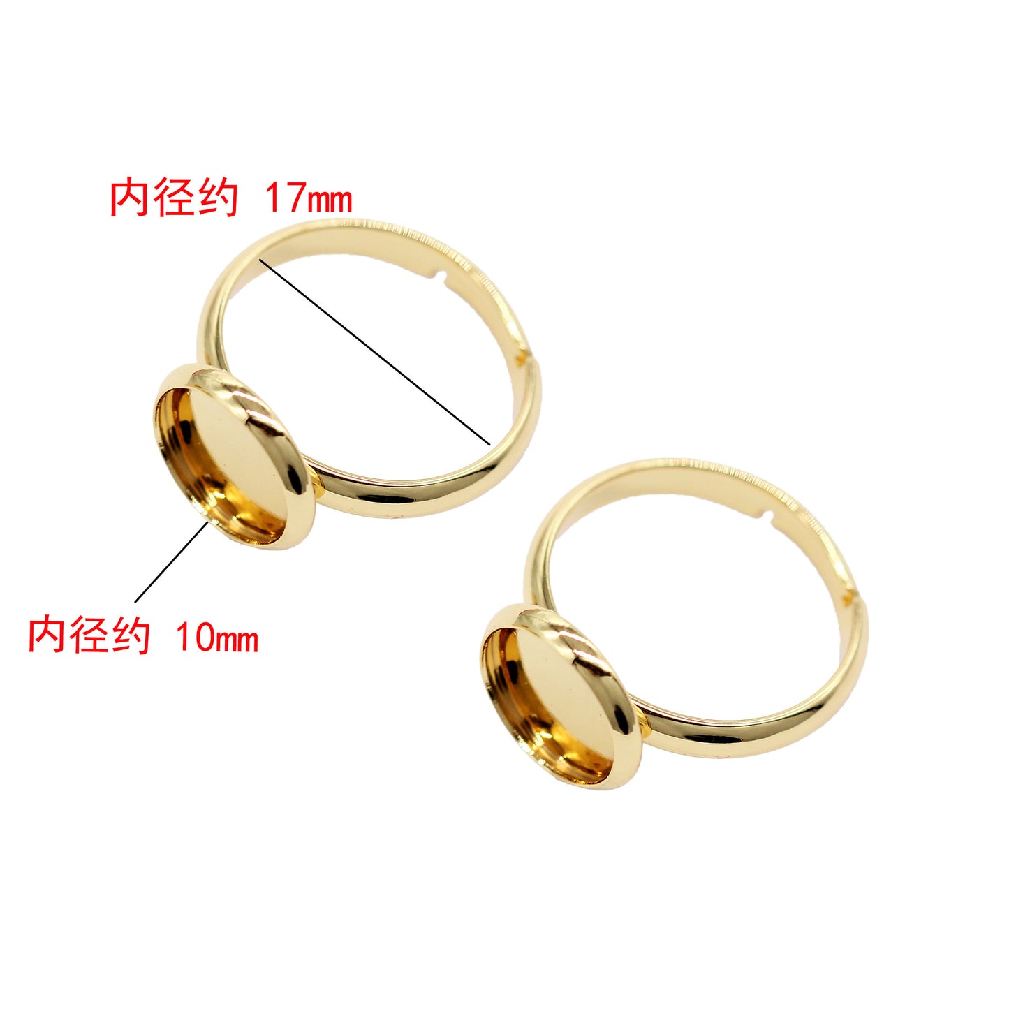 2 Round Open Circle Statement Ring 14K GF Cabochon Dome Base Blank