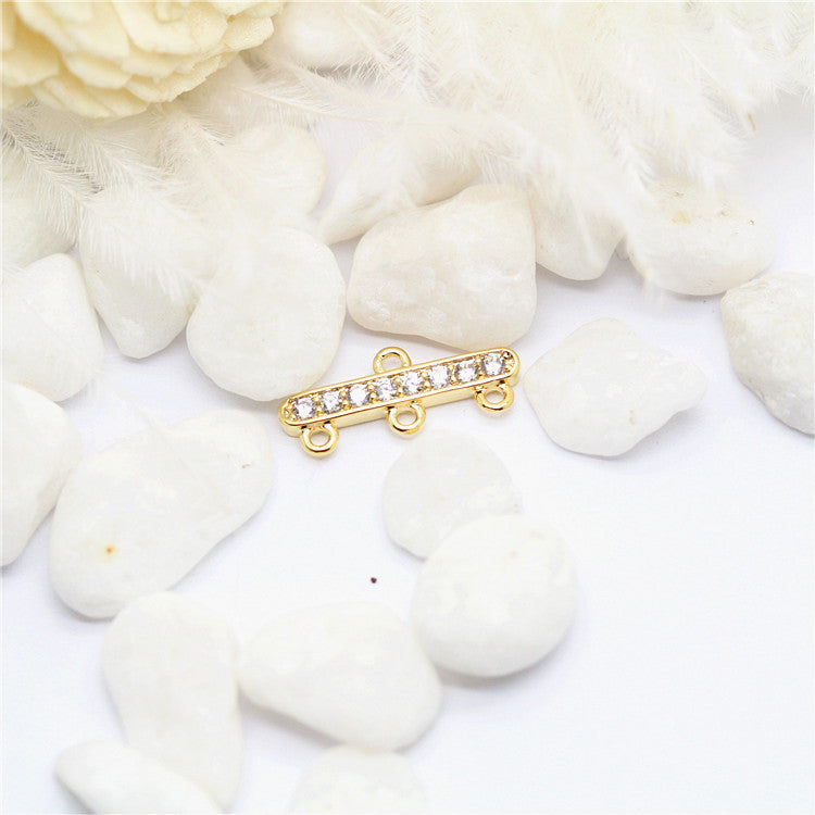 10 pendentifs à breloques à barre de bâton multi-boucles Rhienstone embelli 14K GF