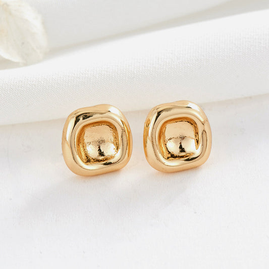 4 Square Bowl Stud Earrings 14K GF Earing