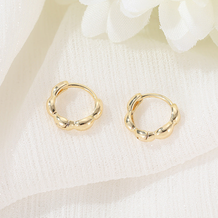 4 boucles d'oreilles créoles épaisses en cercles torsadés 14K GF Earing