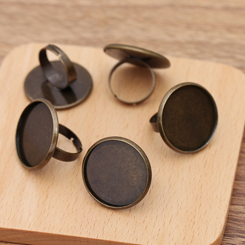100 Plain Ring 18KGP 25mm Round Cabochon Blank Base Gemstone Setting