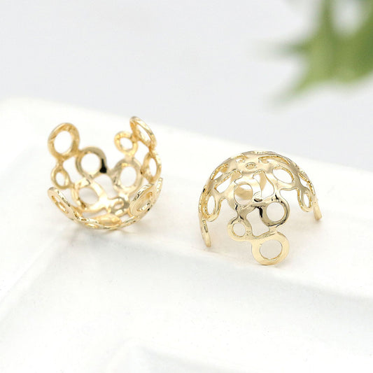 10 bonnets de perles florales creuses, tasse 14K GF, breloques, entretoise de perles