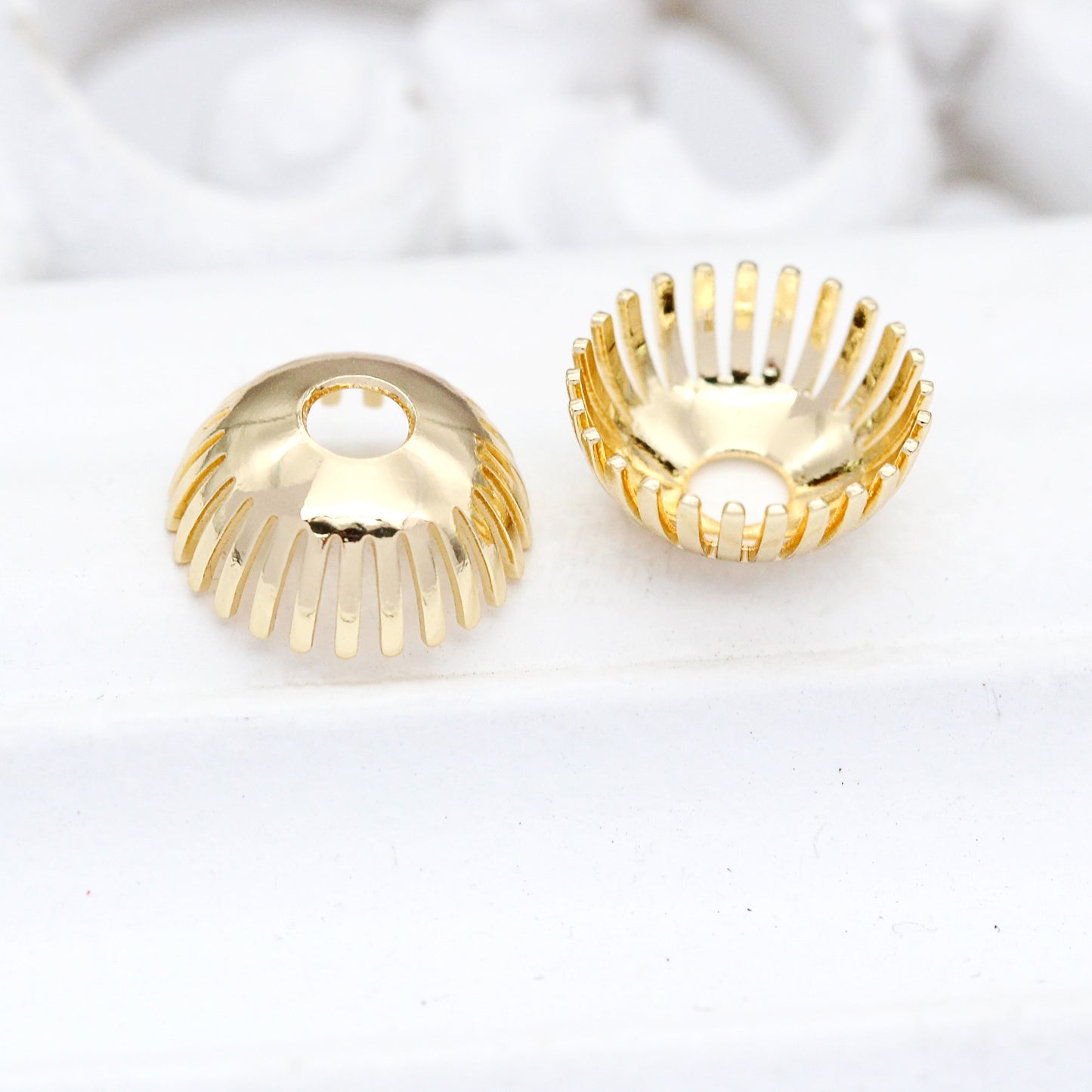 10 capuchons de perles rondes, entretoise de perles de charme 14K GF
