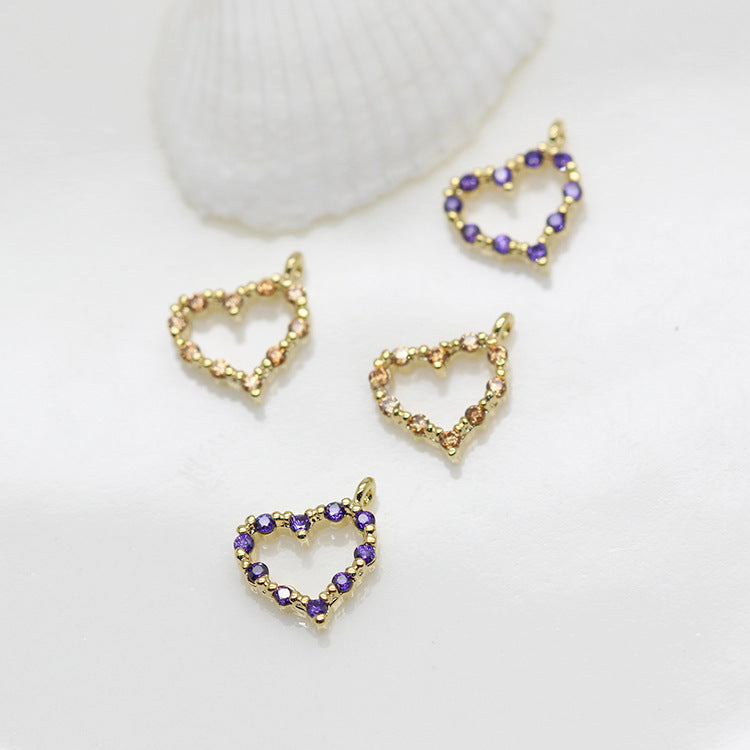 Pendentif à breloque cercle de 20 cœurs orné de strass 14K GF