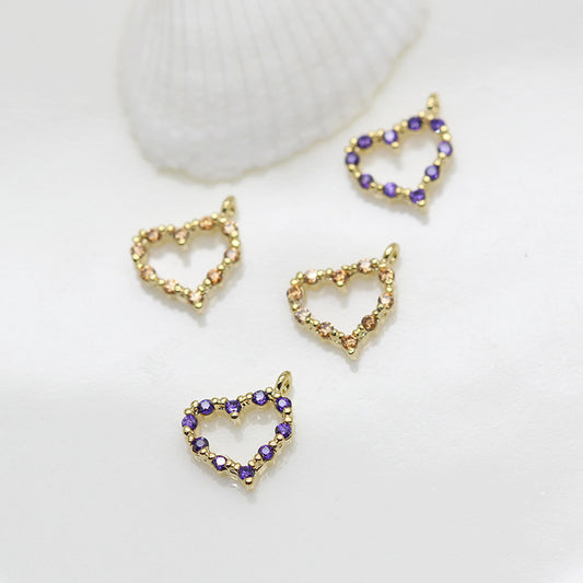 Pendentif à breloque cercle de 20 cœurs orné de strass 14K GF