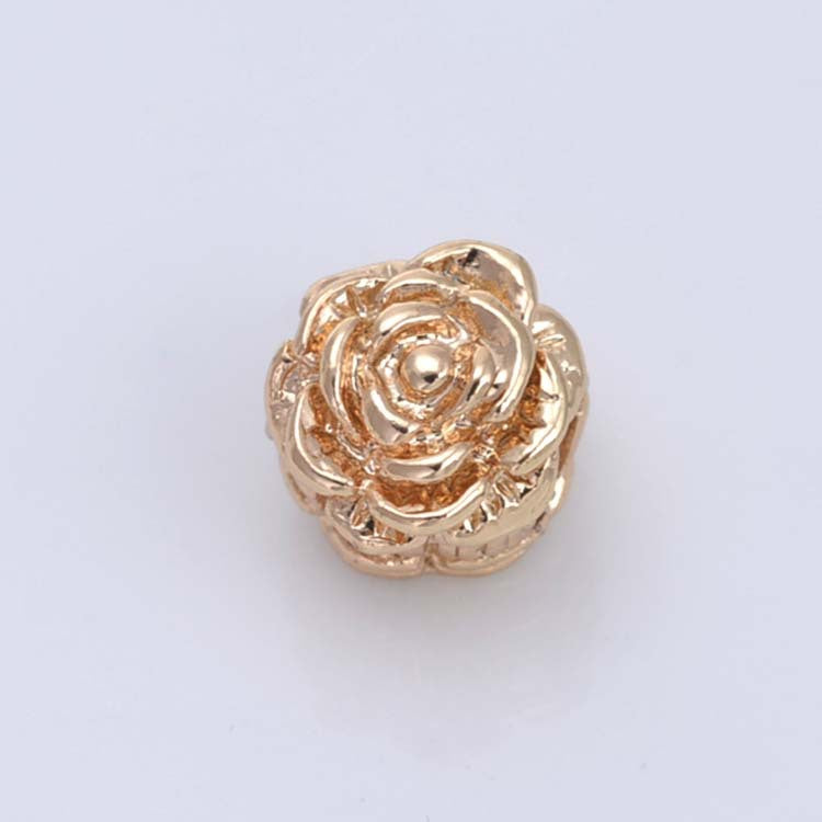 20 perles florales à gros trous 14K GF, entretoise de perles de charme