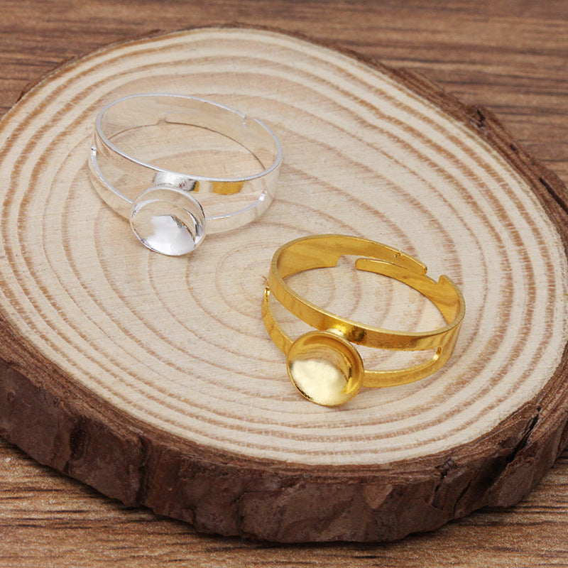 200 bague circulaire ouvrante 18KGP 8mm, perle ronde non poreuse, Base vierge, sertissage de pierres précieuses