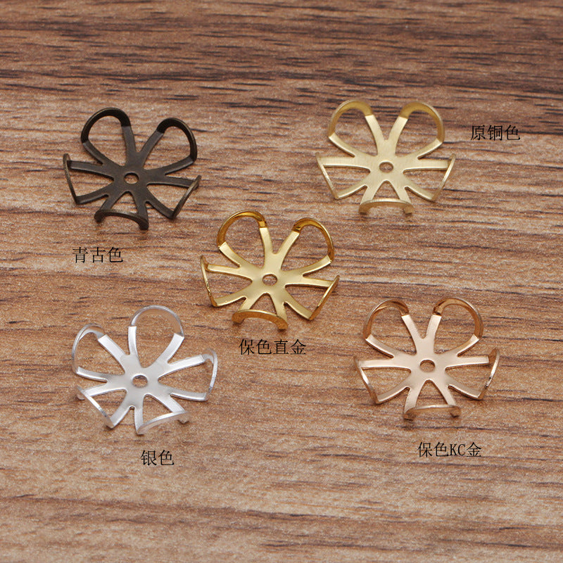 100 filigrane Blumen-Kuppel-Halbperlenkappenbecher mit flacher Rückseite, 18 kg