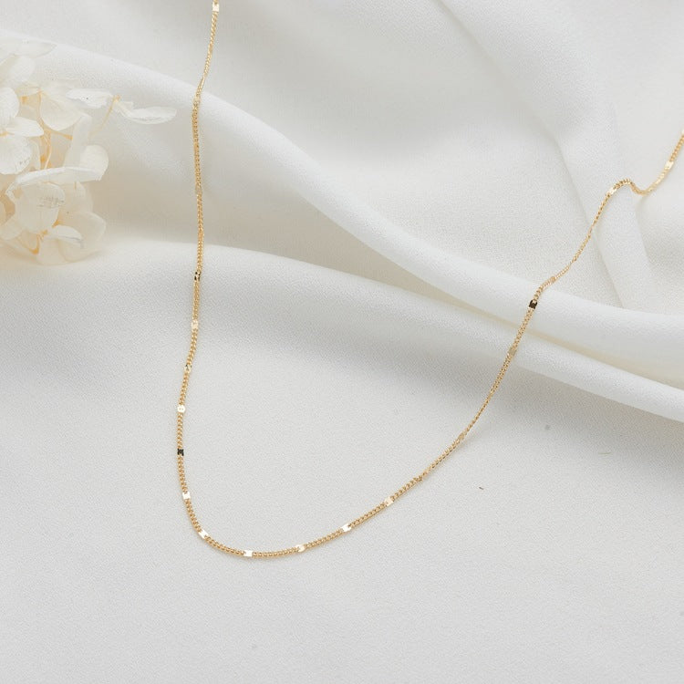 Collier chaîne à câble plat à 2 maillons incurvés 14K GF ras du cou