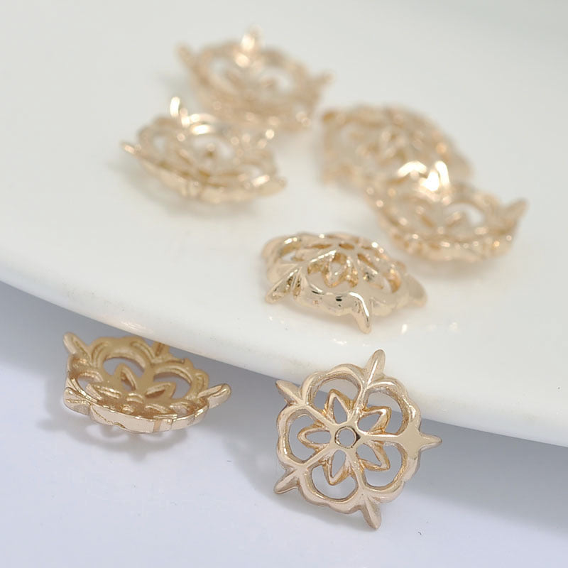 50 bonnets de perles florales, tasse 14K GF, breloques, entretoise de perles