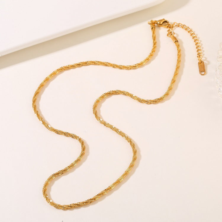 2 Rounded Snake Chain Necklace 14K GF Choker with Extender