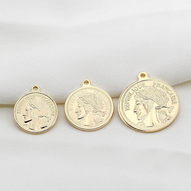 Pendentif à breloque pièce de monnaie 20 portraits 14K GF