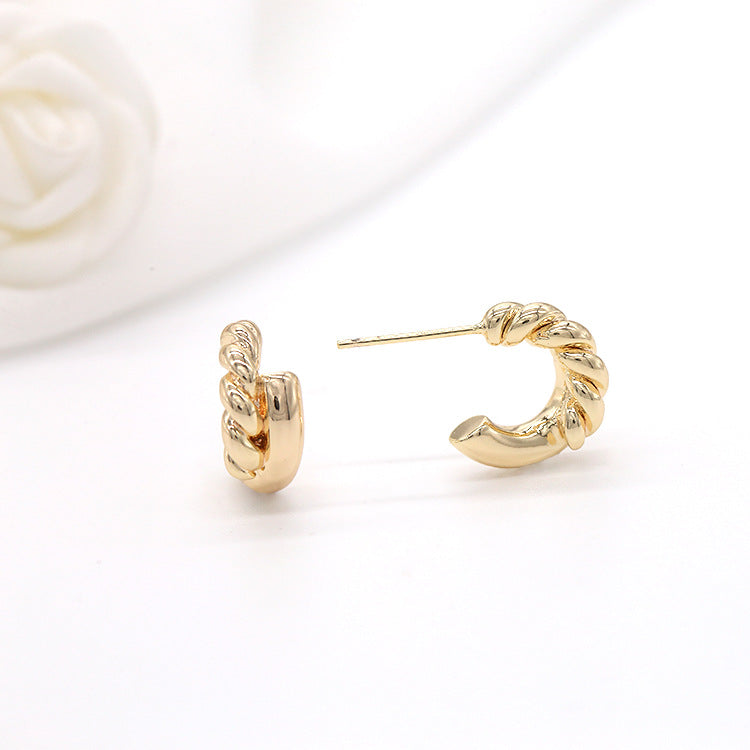 4 boucles d'oreilles à tige torsadées en demi-cercle 14K GF Earing