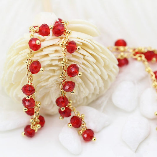 Chaîne de charme de perles à facettes de 2 mètres, ornée de strass 14K GF