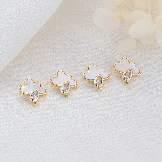 2 Wolken-Charm-Anhänger, Harz-Strasssteinverzierung, 14-karätiges GF