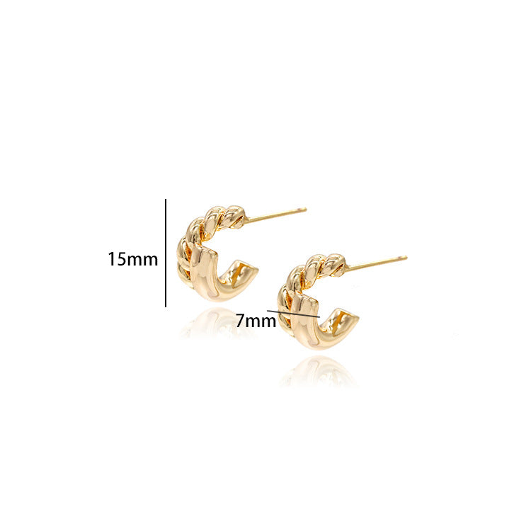 4 boucles d'oreilles à tige torsadées en demi-cercle 14K GF Earing