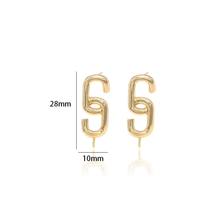 4 boucles d'oreilles à tige Double C 14K GF, perle semi-percée, vierge