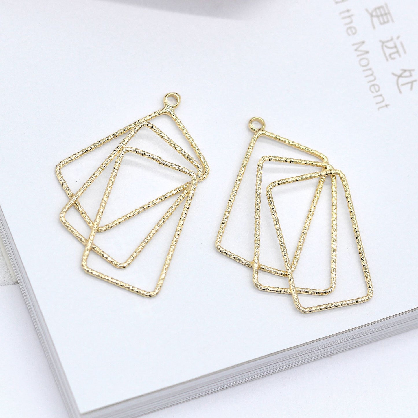 20 pendentif à breloque trois cercles rectangulaires fondants 14K GF
