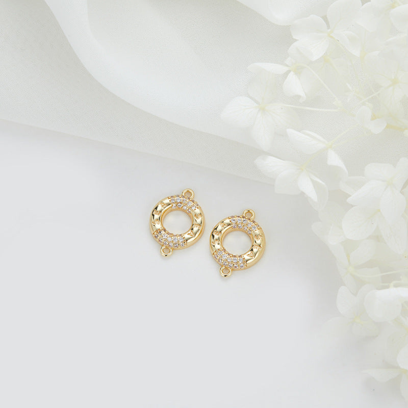 2 Double boucle Floral Cercle Lune Ovale Charme Connecteur Strass Embelli 14K GF