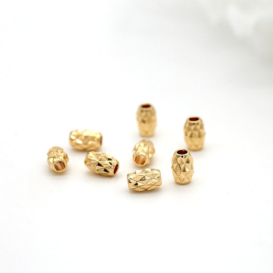 10 facettierte Säulenperlen-Charms aus 14 Karat GF, Perlenarbeit, Abstandshalter