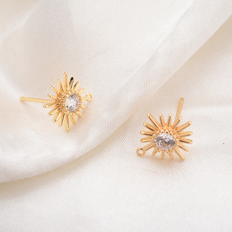 20 boucles d'oreilles à tige florales avec boucle d'oreille ornée de strass 14K GF