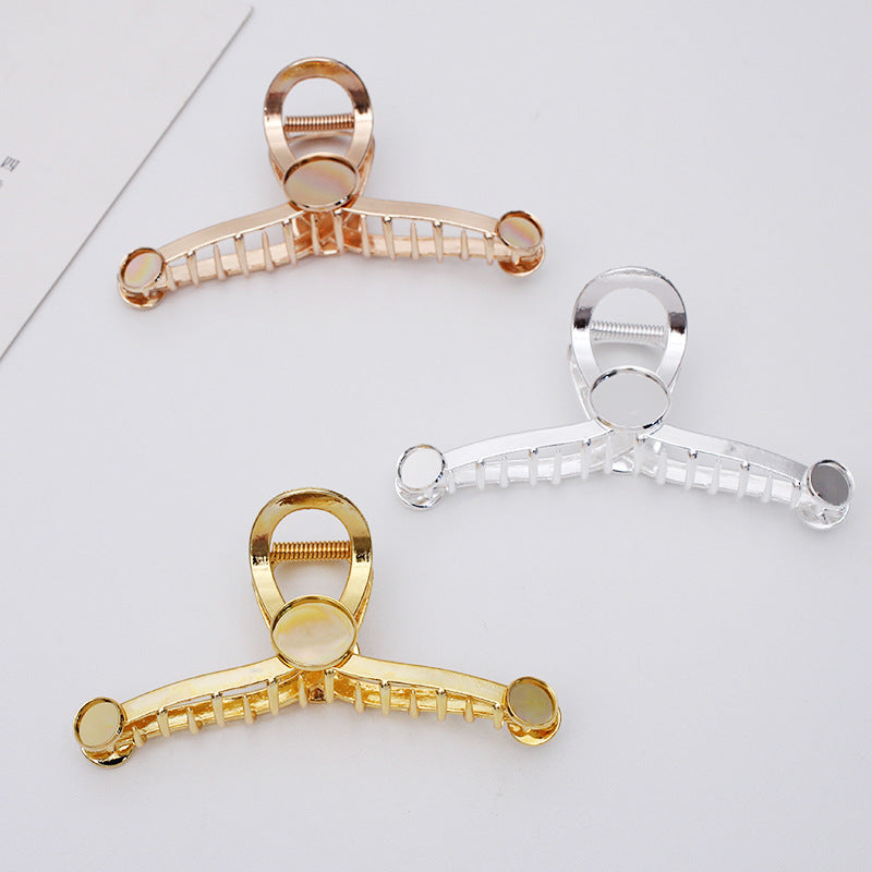 5 Hair Claws Clamp Clip 18KGP 8mm 12mm Round Cabochon Blank Base Gemstone Piece Setting