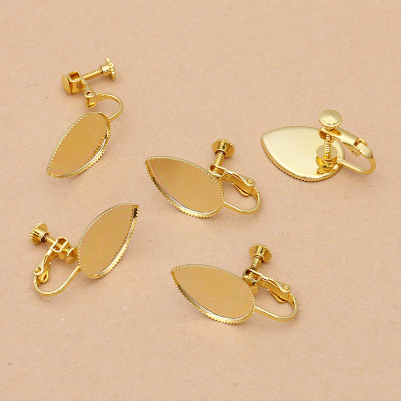 100 Ohrstecker mit gezackter Kante und Lünette, ohne Piercing, 18 kg, 13 x 18 mm, Wassertropfen-Cabochon, leere Basis, Edelsteinfassung