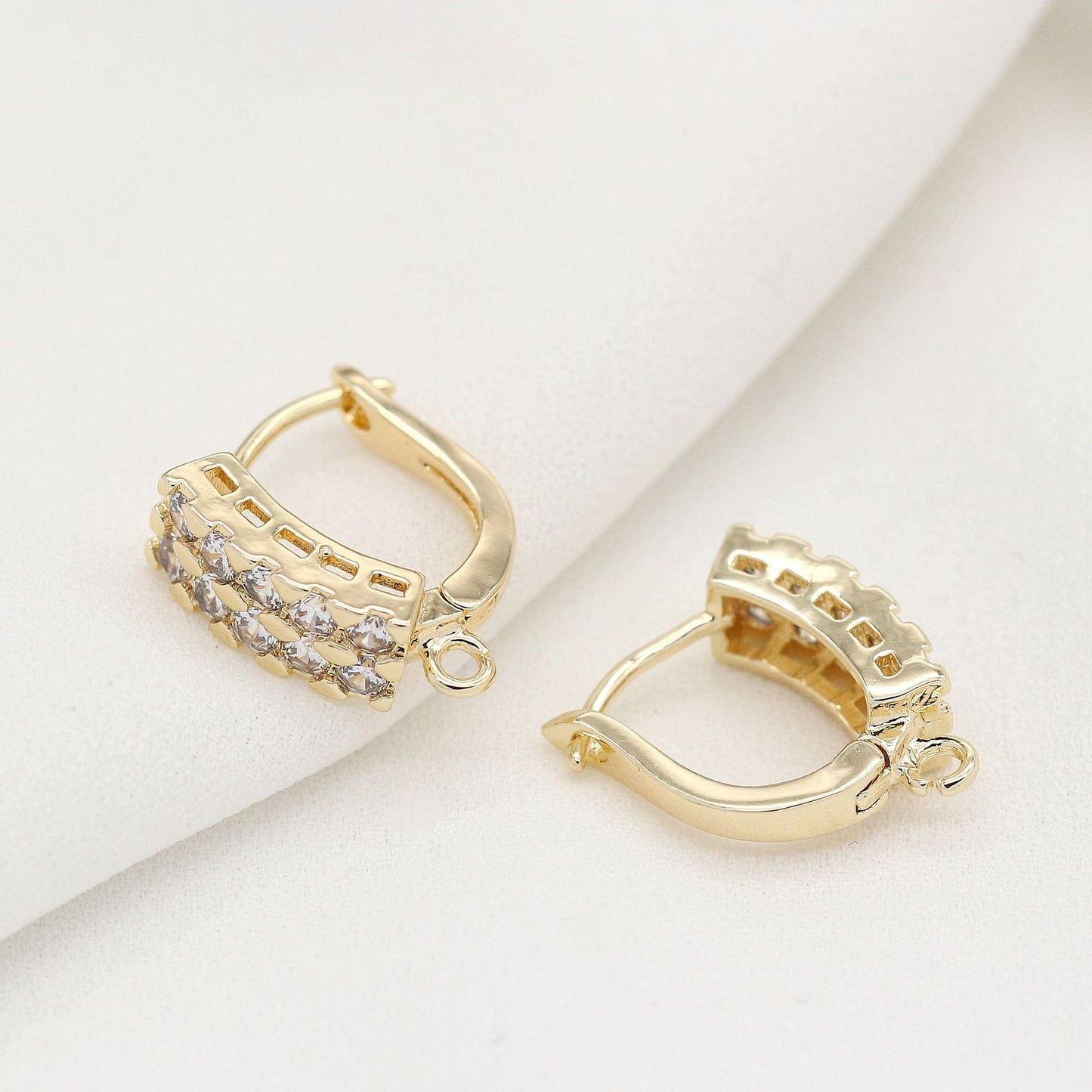 Boucles d'oreilles créoles 4 U Circle avec boucle ornées de strass 14K GF