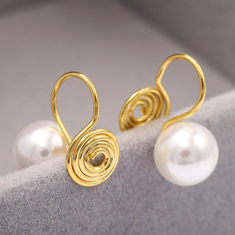 4 clips d'oreille en spirale de perles rondes sans boucle d'oreille perçante 14K GF