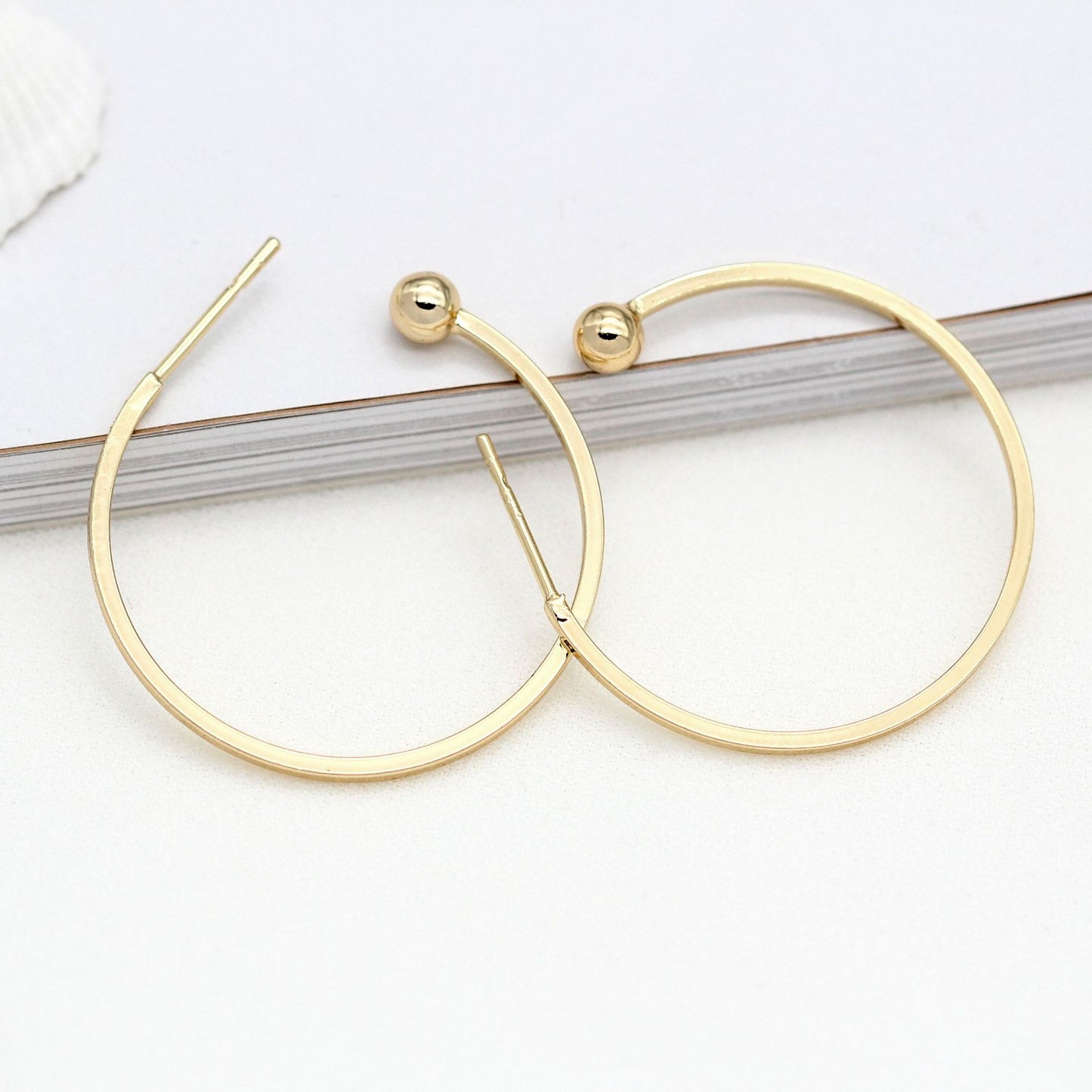 10 boucles d'oreilles à tige épaisses en demi-cercle brillant 14K GF Earing