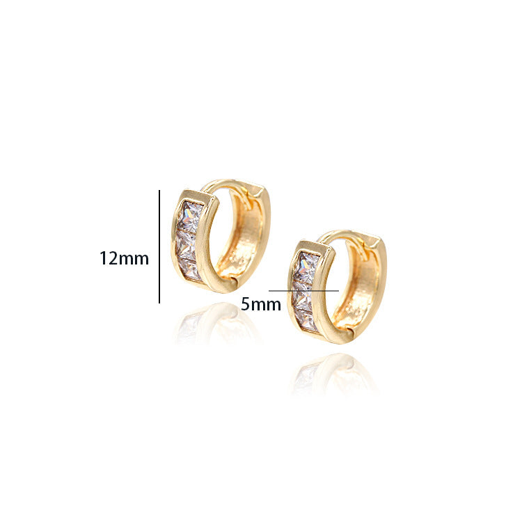 4 boucles d'oreilles créoles rondes ornées de strass 14K GF Earing
