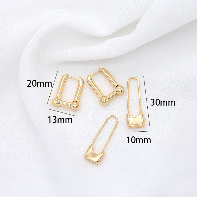 4 boucles d'oreilles créoles rectangulaires brillantes 14K GF Earing
