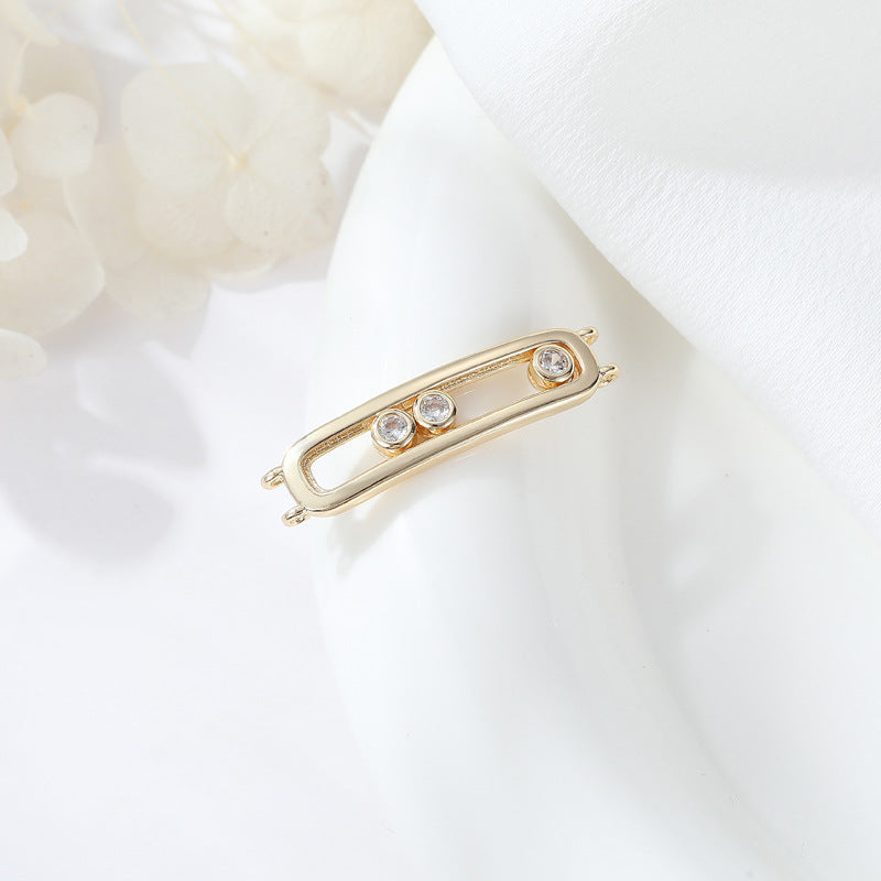 2 Double boucle rectangle étoile de mer oeil carré coeur charme connecteur strass embelli 14K GF