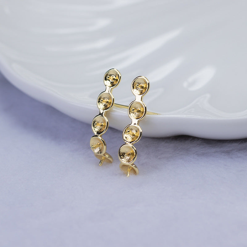 Boucles d'oreilles à tige 4 lignes 14K GF, perles à moitié percées, vierges