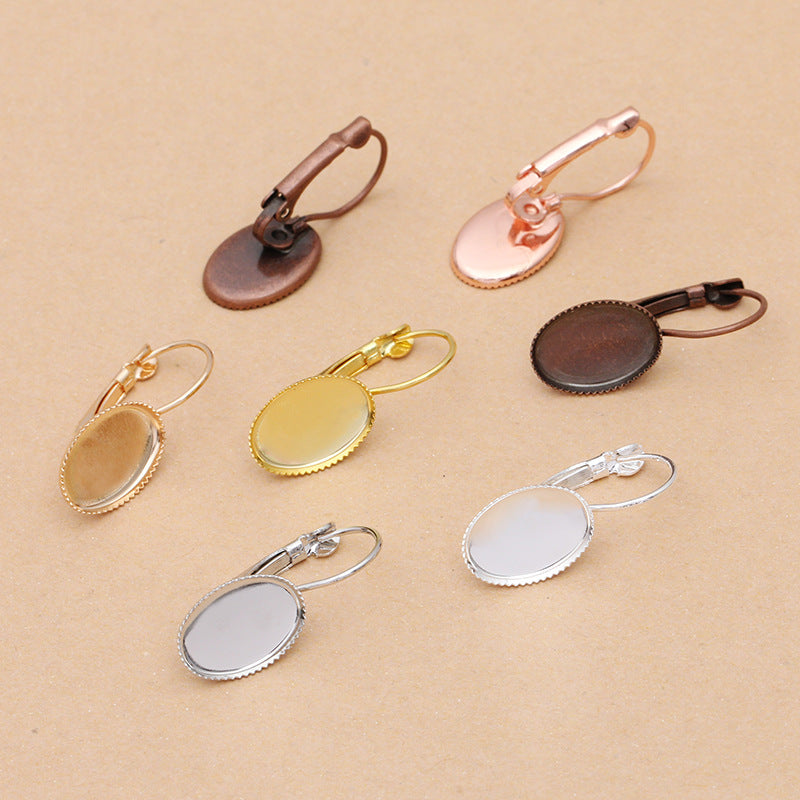 50 Serrated Edge Bezel Cup Hook Earrings 18KGP 10x14mm 13x18mm 18x25mm Oval Cabochon Blank Base Gemstone Piece Setting