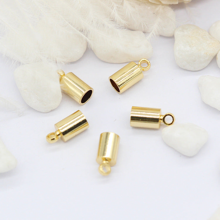 100 minuscules clips en cuir fin à bout de cordon rond 14K GF