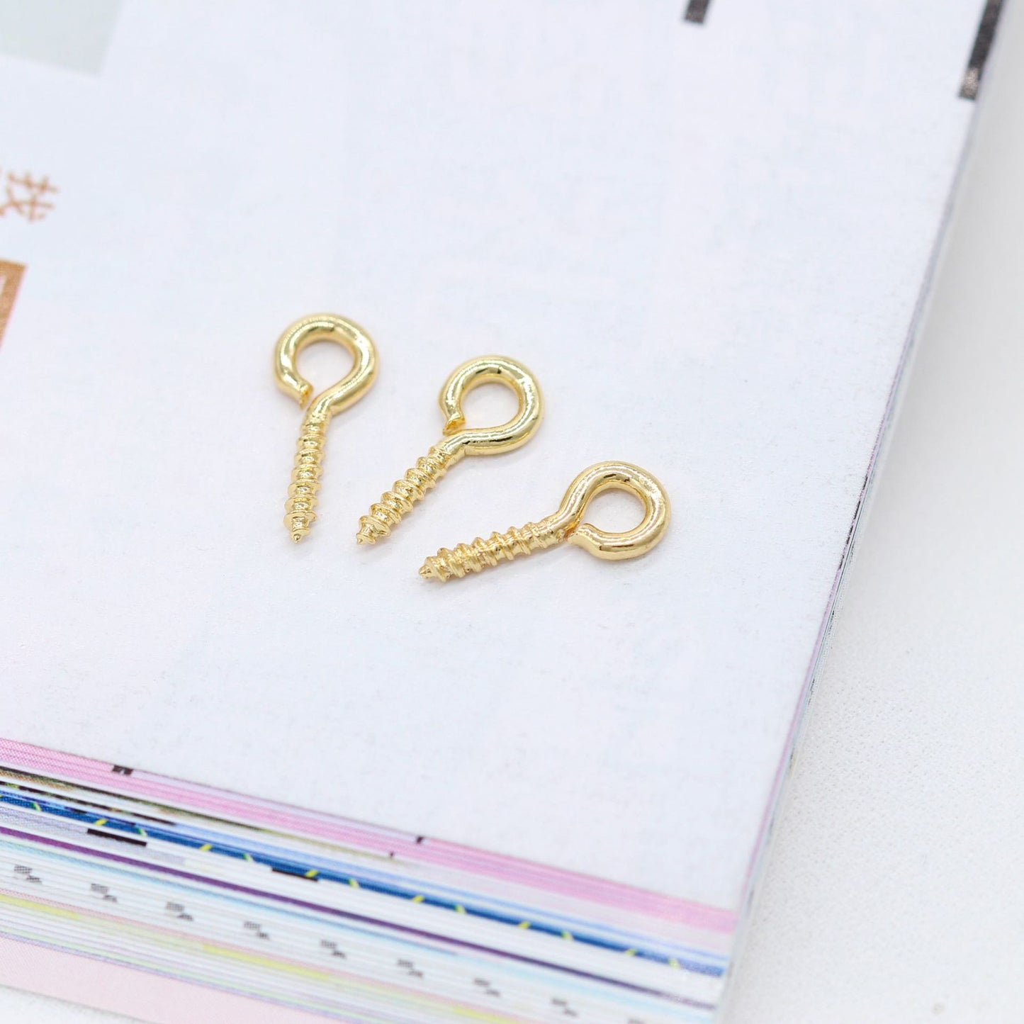 20 broches à œil à vis, broches en liège, connecteur d'anneaux supérieurs de pendentif 14K GF