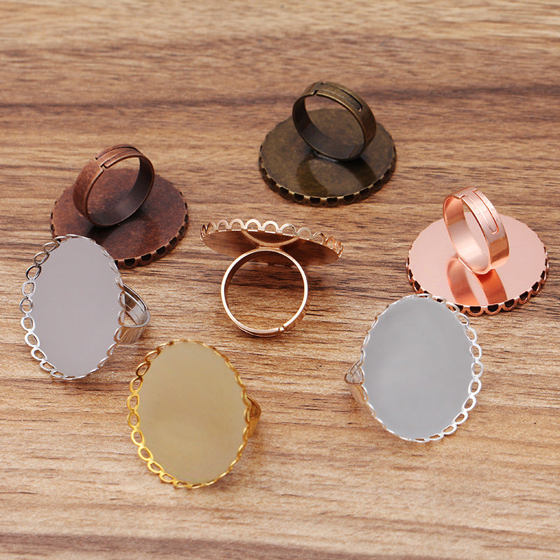 100 bague de coupe de lunette de bord de pétoncle 18KGP 25mm 30mm cabochon rond Base vierge réglage de pierres précieuses