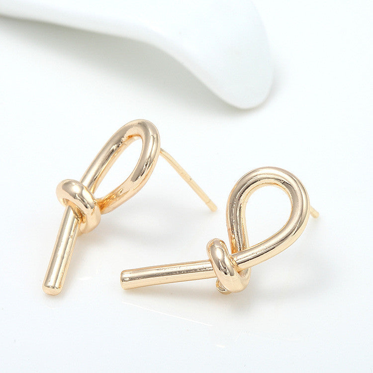4 Twined Knot Stud Earrings with Loop 14K GF Ear wire Earing
