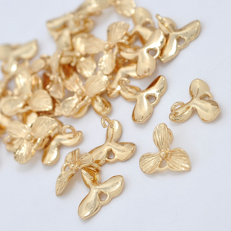 20 connecteurs de charme floral à double boucle 14K GF