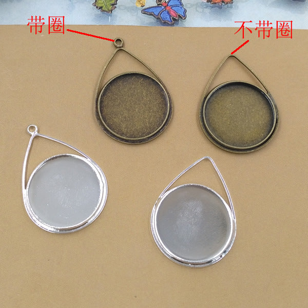 100 Round Cabochon Bezel Cup Waterdrop Star Charm Pendant 18KGP 20mm Flat Back Blank Base Gemstone Setting