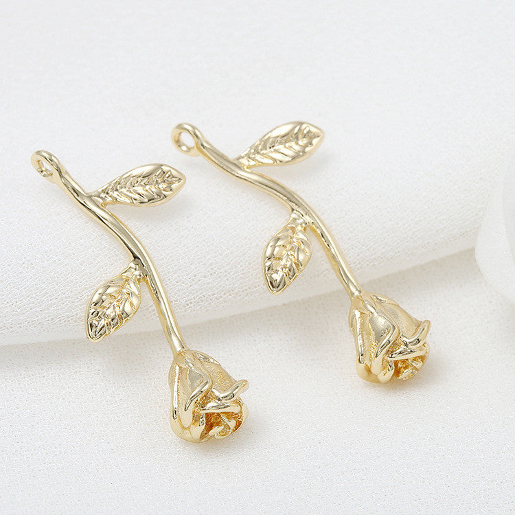 Pendentif à breloque florale 10 roses 14K GF