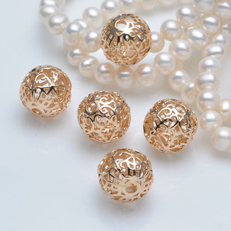 20 perles rondes creuses 14K GF, breloque en cuivre, entretoise de perles