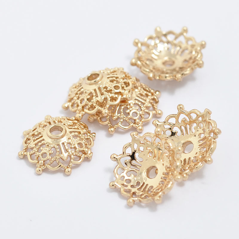 20 Floral Bead Cap Cup 14K GF Charm Beadwork Spacer
