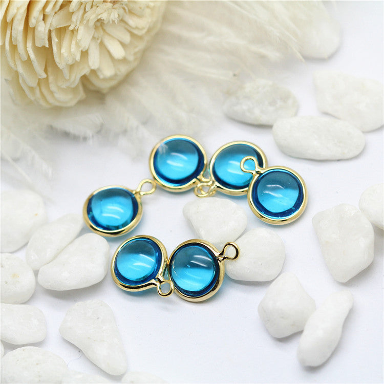 10-kantiger runder Charm-Anhänger mit Strassverzierung aus 14-karätigem GF