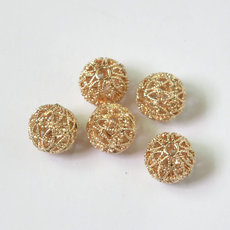 20 perles rondes creuses 14K GF, breloque en cuivre, entretoise de perles
