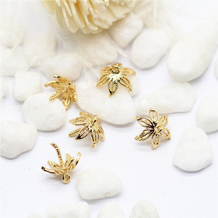 50 pendentif à breloque florale creuse 14K GF perle semi-percée perle vierge