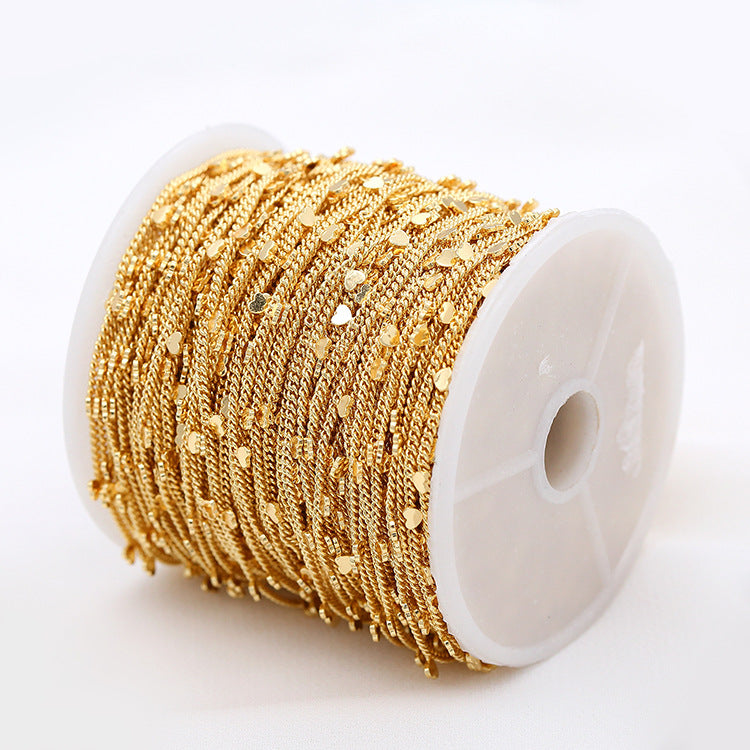 Chaîne de câble à maillons en O incurvée à breloque en forme de cœur de 2 mètres 14K GF