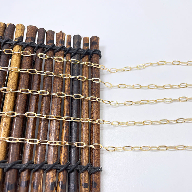 2 Meter flache flache O-Link-Kabelkette aus 14-karätigem GF